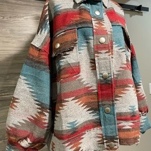 Aztec Respect Shacket, White Birch